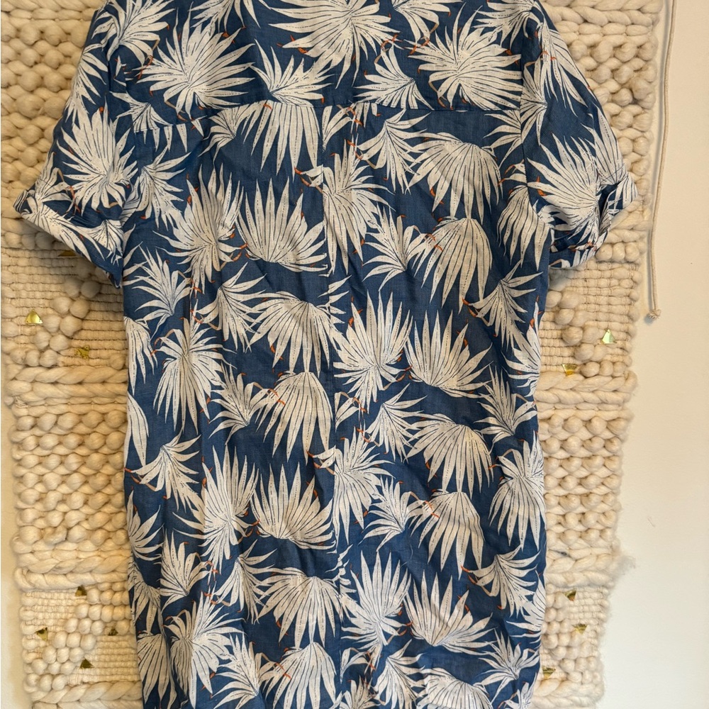 Blue Tropical 100% Linen Dress with pockets! - Picture 5 of 5